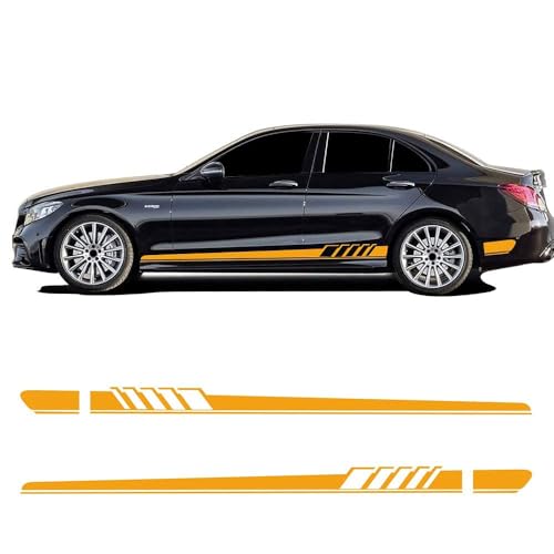 LINGYUE Car Side Stickers for Mercedes Benz C Class W205 C63 C180 C200 C300 C350 C43 Coupe,Car Side Skirt Stripes Sticker Vinyl Trims Decal Decor Accessories,Blue