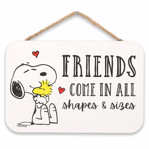 Peanuts Snoopy Friends Come In All Shapes and Sizes Hanging Wood Wall Decor - Adorable Snoopy Sign...