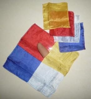 MOMOMAGE Thumb Tip Blendo Silk Magic Tricks Mentalism Stage Magic Handkerchiefs Four Silk Joined into One Magic Illusions Props