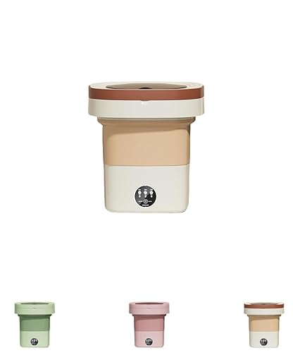 SJGEIDM ポータブル洗濯機 小型ミニ 10.5L容量 手動 、折りたたみ 下着、靴下、パジャマ、タオル、小物用, 出張 寮 キャンプ 旅行 (ラージ 10.5L,カーキ)