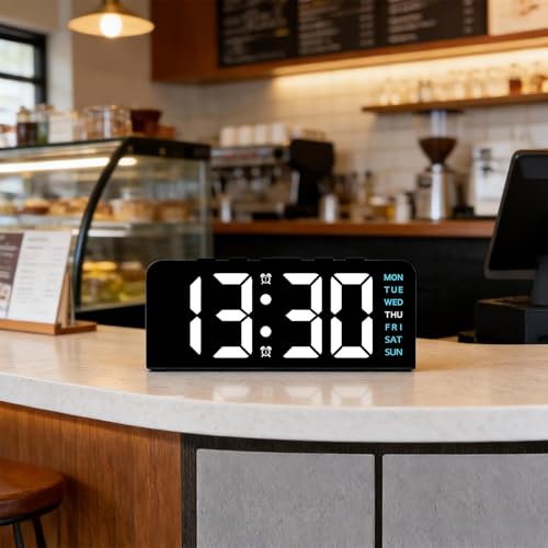 Réveil digital LED avec température et date sur piles - 4