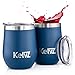 KelvZ 2 Pack Insulated Wine Tumbler with Lid | 12 oz Stemless Wine Glasses | 18/8 Stainless Steel Tumbler for Wine and Hot Drinks | Double Wall Vacuum Insulated Tumbler Wine Glass Set (Deep Ocean)
