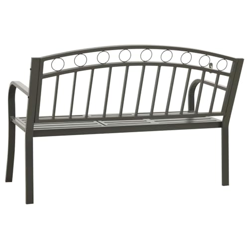 Banco de jardín con mesa de acero gris con recubrimiento protector premium 7