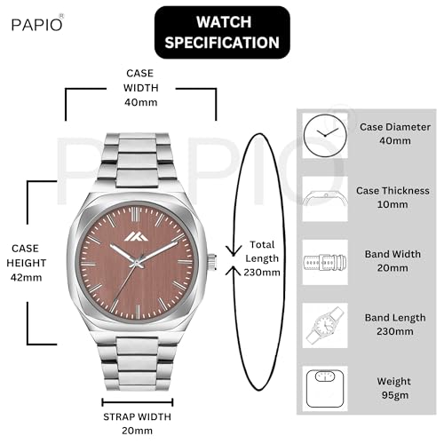 Image of PAPIO Analog Classic Silver Color Stainless Steel Band Watch for Mens and Boys