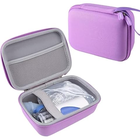 Leayjeen Carrying Case Compatible with Portable Handheld Inhaler Nebulizer for Adults and Kids，Handheld Mesh Atomizer,Inhaler Spacer Bag with Extra Pocket for Cables, Batteries-Purple（Case Only ） Cover