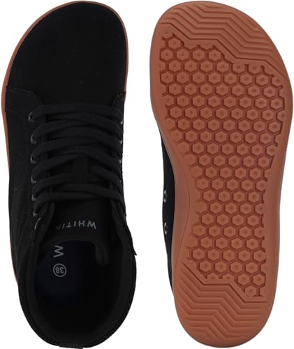 Image of WHITIN Men's Wide Hi-top Minimalist Barefoot Sneakers | Zero Drop Sole | Cushioned Ankle Support