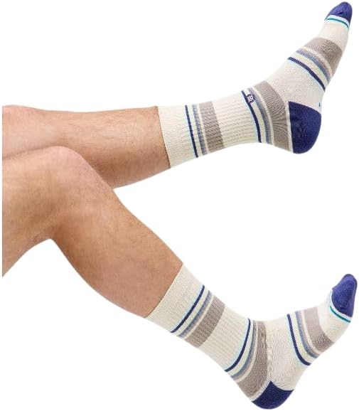 Stance Simpler Times Casual Crew Socks, 2-Pack, Heather Light Blue/Cream, Light Brown, Large (9-12), A556A25SIM