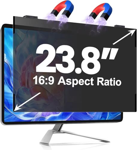 Image of Magnetic 23.8 Inch Computer Privacy Screen Shield, Privacy Screen Filter for Frameless Monitor Widescreen 16:9 Aspect Ratio, Blue Light Protector, Anti-Spy & Anti-Scratch, Black