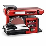 Lumberjack Belt and Disc Sander 370W, 4" x 36" Bench Sander, Bench Top Linisher with Cast Iron Base, Woodworking Belt Sanders for Wood Sanding, 240V, Red Belt Sander