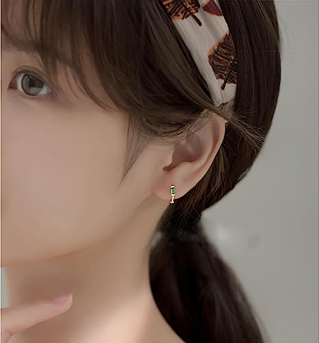 Reffeer Solid 925 Sterling Silver Green CZ Hoop Earrings Huggie for Women Teens Minimalist Hoop Earrings Helix Cartilage Hoops2