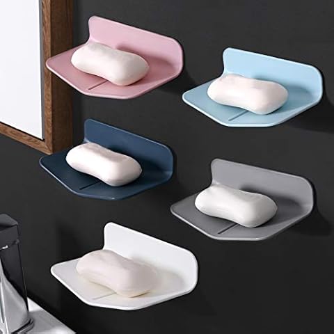 BECHOICEN No-Drilling Rubber Soap Holders Self Draining Soap Dish for Bathroom V-Shaped Soap Saver for Shower Cover