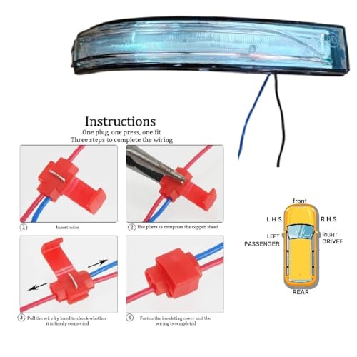 Image of ORVM Right Side View Mirror Indicator Lamp Light compatible with Hyundai I20 IST GEN, F /L 2008-2014 Year Model -Yellow with Scotch Lock (DRIVER SIDE)