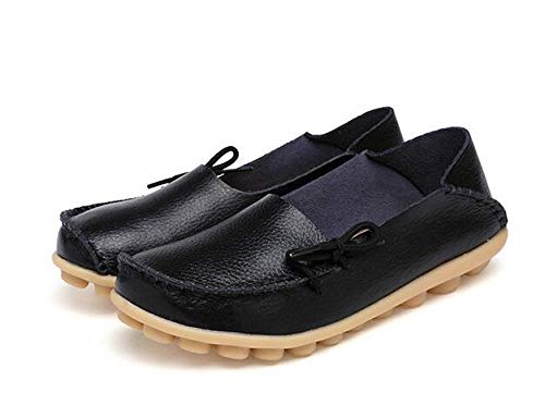 22 Colors Vintage Women Casual Shoes Genuine Leather Shoes Candy Color Flat Shoes Soft Comfortable Breathable Shoes Black3