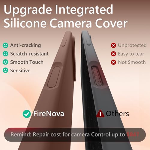Image of FireNova Magnetic for iPhone Air Case, Compatible with MagSafe, [Integrated Silicone Camera Control Button] [Camera Protection] Microfiber Lining Phone Case for iPhone 17 Air, 6.5 inch, Light Brown