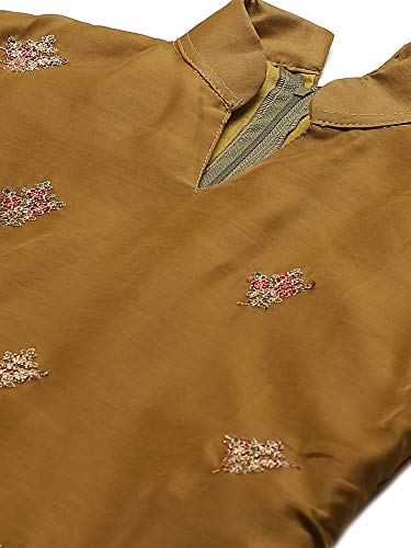 Image of AKHILAM Women's Chanderi Cotton Embroidered Unstitched Salwar Suit Material (Red 32DMK80 M Parent)
