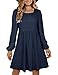 CzzzyL Womens Maternity Nursing Dress Lantern Long Sleeve Square Neck A Line Baby Shower Ruffle Dresses(Royal,Large)