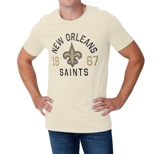 FOCO New Orleans Saints NFL Mens Heritage Print T-Shirt - Natural - L