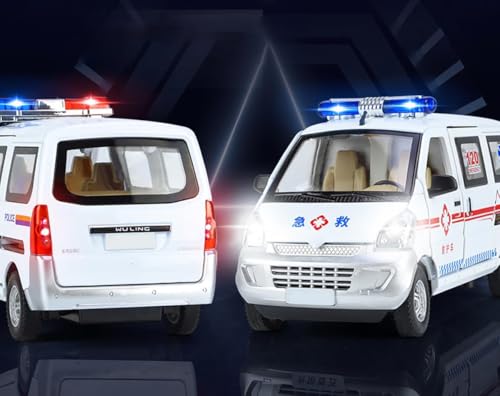 Image of 1:24 Wuling Postal Van Die-cast Car Model - Alloy Metal Mini Pull Back Toy with Sound & Light, Openable Doors, Postal Delivery Mini Ambulance Model Toy for Kids Boys Girls & Collectors (2)