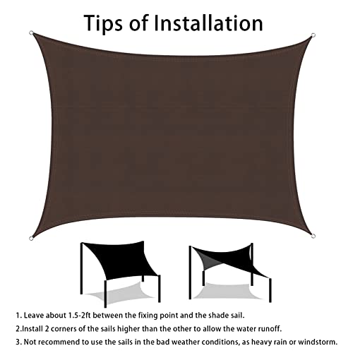 Ankuka Waterproof Sun Shade Sails Canopy Awning Shelter, UV Blockage Backyard Patio Garden Carport(10\'x13\', Brown) - Thumbnail 4