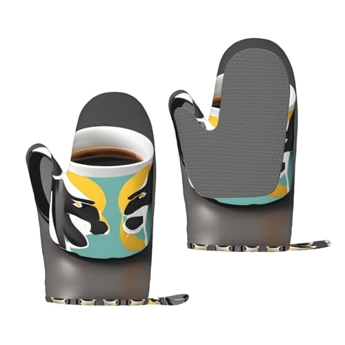 Manoplas de horno de silicona para café, paquete de 2 unidades con aislamiento grueso para hornear al aire libre y microondas