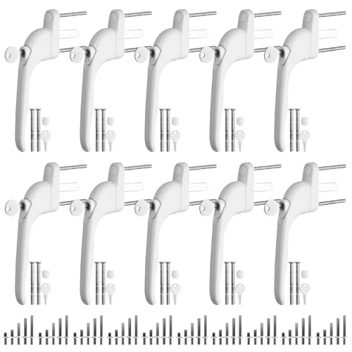 Neoteck 10 manijas de ventana en línea universales Espag con cerradura de doble acristalamiento adecuado para todas las ventanas comunes y puertas de balcón, longitud del eje: 10 mm, 15 mm, 30 mm, 43