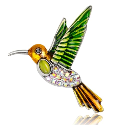 Image of coadipress Colorful Birds Brooch Pins Crystal Rhinestone Branch Bird Brooch Cute Enamel Animal Magpie Hummingbird Pin Fashion Jewelry Accessories Gifts