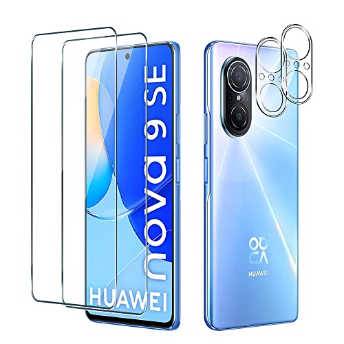 Tieeyivv Verre Trempé Compatible avec Huawei Nova 9 SE Film Protection écran + Caméra Arrière Protecteur sans Bulles d'air Ultra Résistant HD Transparent Dureté 9H Glass Cover