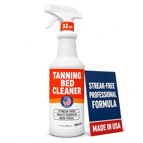 Tillbrook 32 oz Tanning Bed Cleaner Streak-Free Universal Cleaning Spray for Non-Porous Surfaces and Acrylic Covers 500 sq ft Safe & Non-Toxic