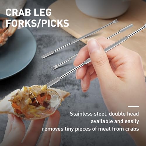 10 Pcs Seafood Tools Set Includes Crab Lobster Crackers, Stainless Steel Crab Forks/Picks, Lobster Shellers and Seafood Scissors, Nut Cracker Set for Crab Leg Crackers Tool - Image 6