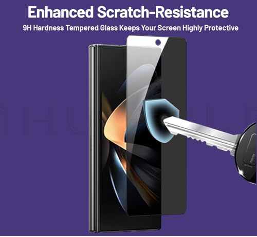Image of HUMBLE Privacy Tempered Glass Screen Protector For Samsung Galaxy Z Fold 4 For Front Screen (6.2 Inches) With 9H Hardness Edge To Edge Coverage And Easy Self Installation Kit (PT-FOLD4) - Black