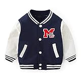 inhzoy Jungen Mädchen Jacke V-Ausschnitt Gefüttert Bomberjacke Baseballjacke Kinder Baby Übergangsjacke Mäntel Navy B 92-98/2-3 Jahre