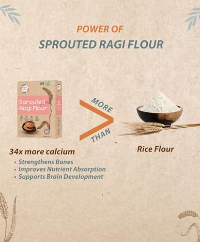 Image of Organic Wisdom-Back to Roots Sprouted Ragi & Jowar Atta (Flour) Combo Pack- 400 grams each|100% Natural & Gluten Free | Stone-Ground & RO water cleaned| Rich in Protein, Calcium & Dietary Fibre