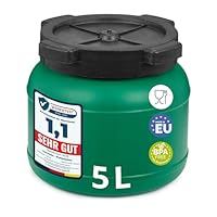 Garronda Weithalsfass 5 Liter Futtertonne mit Deckel ohne Dichtung– BPA-freier HDPE Futterbehälter für Wasser, Lagerung, Tierfutter, Sauerkraut und Gurken GD-0142