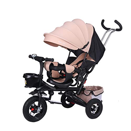 New ZYF Kid's Tricycle Push Tricycle Toddler Trike Foldable Kids Trike, Portable Tricycle with Rotat...