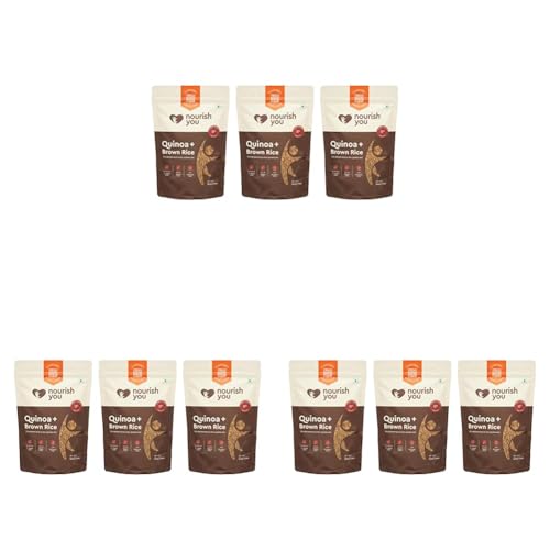 Image of Nourish You Quinoa and Brown Rice Mix - | 11.16g Protein & 10.24g Rich Dietary Fibre per 100gm | Low Glycemic index | Naturally Gluten Free Healthy Grain Mix | Superfood for Salads, Pulao, Bowls & Daily Meals (70% Brown Rice + 30% Quinoa)| 500g ( Pack of 9 )