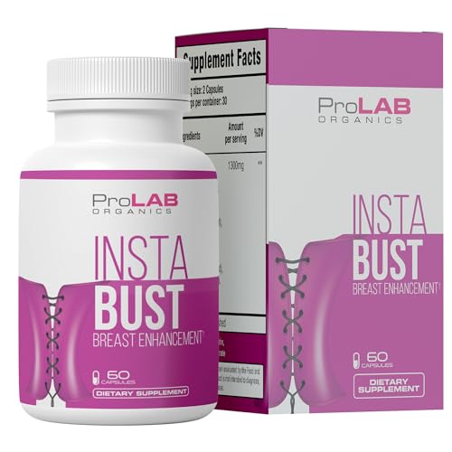 ProLab Organics InstaBust Breast Enhancement Pills - Natural Supplement for Fuller, Lifted Bust - No Unwanted Weight Gain - Safe, Fast-Acting Formula for Visible Breast Growth