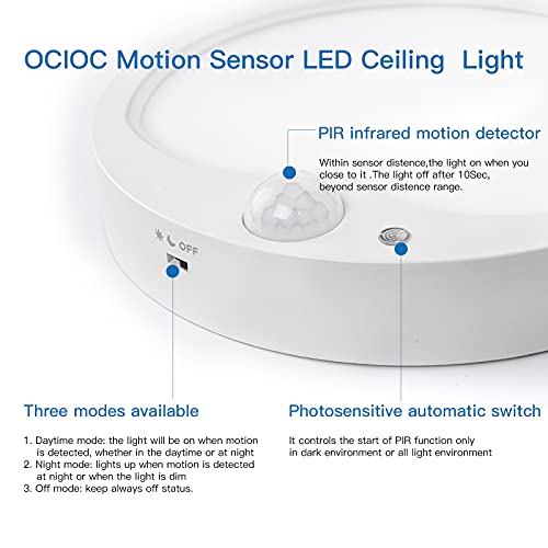 Ocioc Motion Sensor Ceiling Light Cordless Battery Operated 300 Lumen Durable 6.67 Inch Ultrathin Easy To Install For Closet Garage Porch Pantry Rv thumb #1