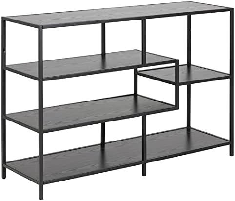 Amazon Brand - Movian 3-Shelf Bookcase with Melamine Shelves and Metal Base, 78 x 35 x 114 cm, Ash Black