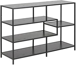 Amazon Brand - Movian 3-Shelf Bookcase with Melamine Shelves and Metal Base, 78 x 35 x 114 cm, Ash Black