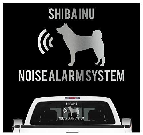 siviwonder Shiba Inu Noise Alarmsystem Auto Aufkleber Hund Folie Japan Japanese Farbe Silber Metallic, Größe 10cm
