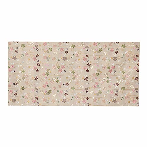 経机掛け(桜柄) 防火 防炎マット 金襴 テーブルマット 縦29cm×横59cm 003.白茶