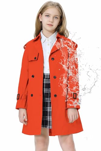 Image of Betusline Womens & Girls Waterproof Trench Coat Double Breasted Lapel Overcoat Outerwear, 3 Years - Women 2XL