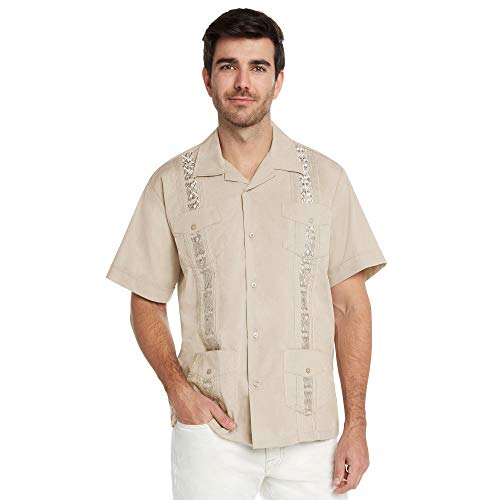 9 Crowns Essentials Men's Guayabera Button Down Shirt