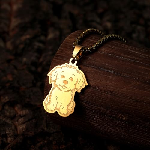 Collier pendentif chiot TABOJS en acier inoxydable style punk unisex - 3