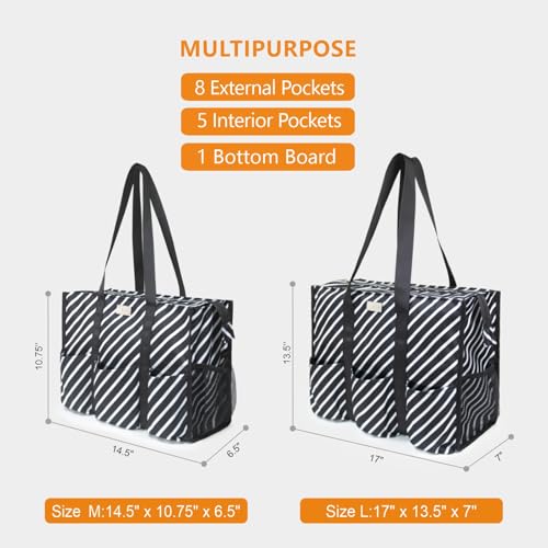 Image of TOPDesign Utility Water Resistant Tote Bag with 13 Pockets, Top Zipper Closure & Thick Bottom Support, for Working Women
