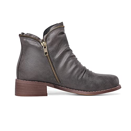 MRKEWUNEY Casual Ankle Boot for Women Low Heel Cowgirl Boots Chunky Heel Boots3