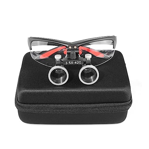 3.5x420 MM Angle Adjustable Binocular Loupes Magnifier Glasses Lab Magnification loupes with Black Cloth Case (Black)