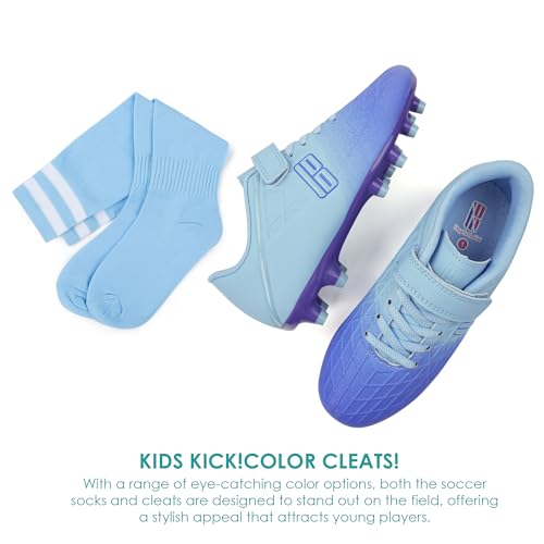 Image of brooman Kids Firm Ground Soccer Cleats Boys Girls Football Cleats with Soccer Socks