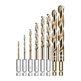 NEIQIUWING 8-teiliges Set HSS-beschichteter Bohrer mit 1/4'-Sechskantschaft für Edelstahlbohrungen...