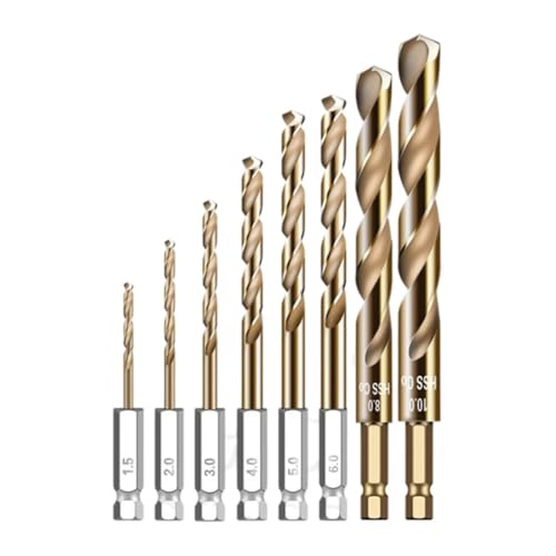 VRTYVEYBB 8 brocas con revestimiento HSS de 1/4 con vástago hexagonal para perforación de acero inoxidable de 1,5 a 10 mm